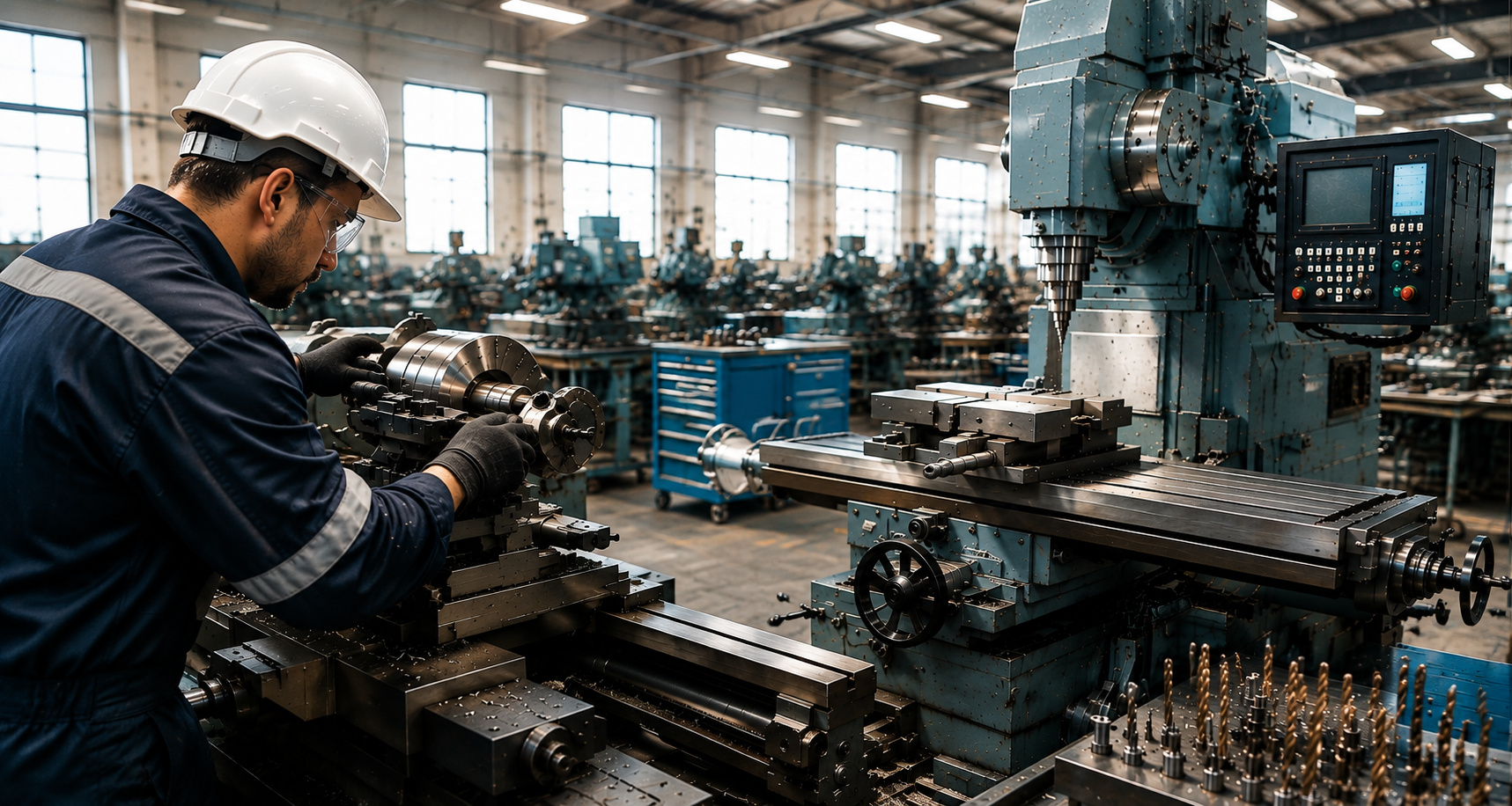 Industrial maintenance technician servicing packaging machinery